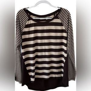 Women’s CATO Long Sleeve Shirt. Size L. Color Brown and Tan.